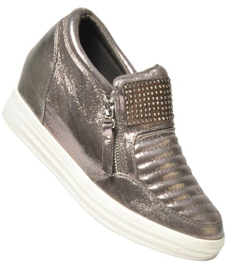 Sportowe buty damskie na koturnie Silver Grey /X3-22 4009 S219/