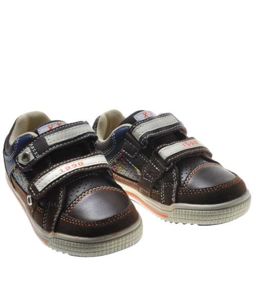 Dziecięce sportowe buty na rzepy brązowe /X2-3 7414 S197/