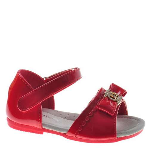 Czerwone sandały na rzepy dla dziewczynki /H 8899 S193/