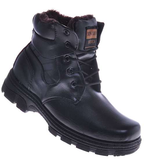 Męskie buty zimowe Czarne /B4-1 10079 S396/