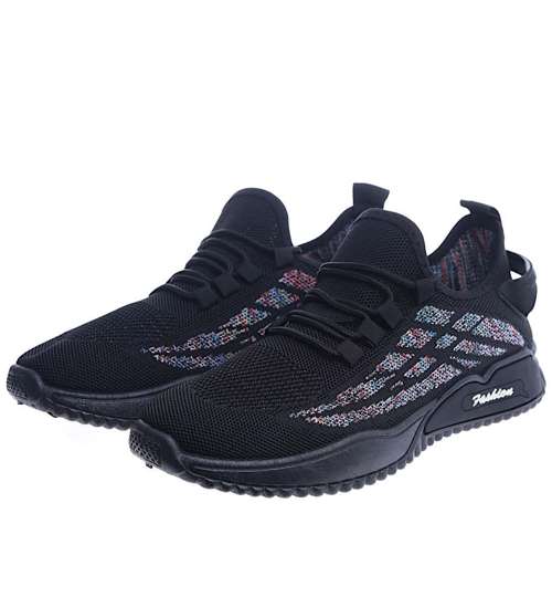 Czarne męskie buty sportowe z elastycznego materiału /E9-1 14156 S237/