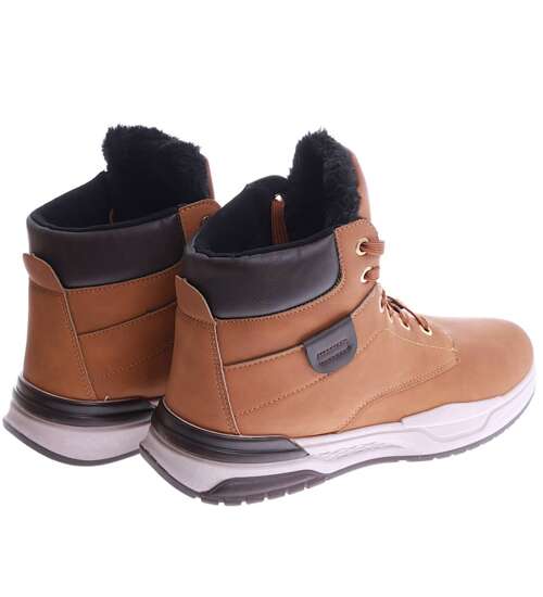 Camelowe męskie buty trekkingowe z wysoką cholewką /G4-3 15020 T528/
