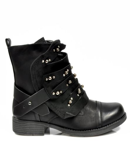 Botki Biker Boots z ociepleniem Czarne /F6-2 3795 S348/