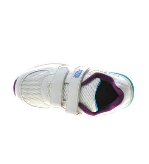 Dziewczęce wygodne buty na rzepy WHITE /F7-3 4977 S193/