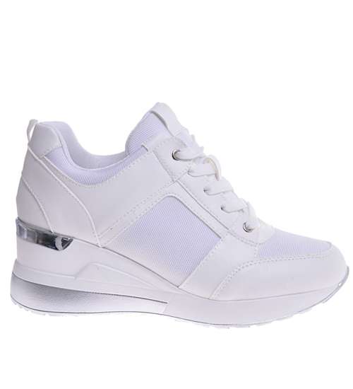 Białe trampki sneakersy na koturnie /A6-1 10653 W537/