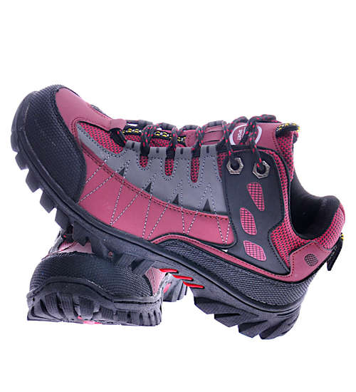 Uniwersalne buty trekkingowe damskie bordowe /F6-1 12524 T233/
