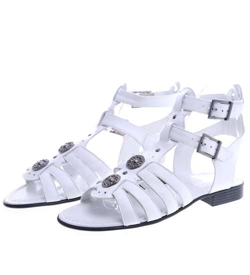 Skórzane białe sandały rzymianki /G12-3 SR12/