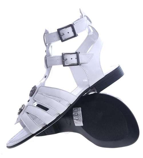 Skórzane białe sandały rzymianki /G12-3 SR12/