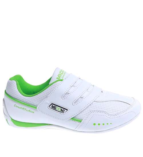Biało zielone buty sportowe na rzep /E2-3 14979 S341/