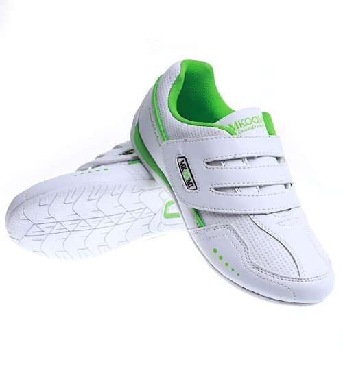 Biało zielone buty sportowe na rzep /E2-3 14979 S341/