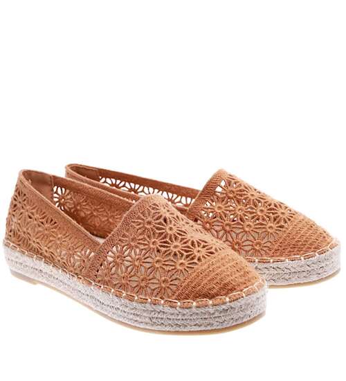 Ażurowe damskie espadryle na platformie Camel /C1-3 15749 T188/