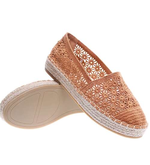 Ażurowe damskie espadryle na platformie Camel /C1-3 15749 T188/