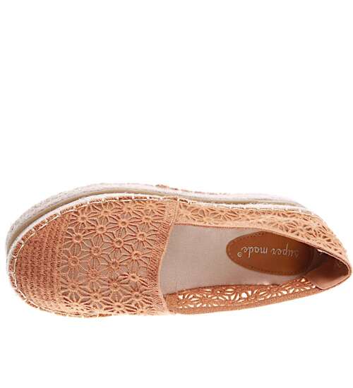 Ażurowe damskie espadryle na platformie Camel /C1-3 15749 T188/