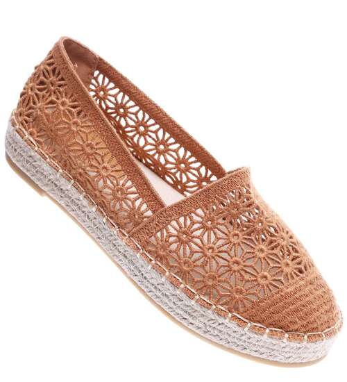 Ażurowe damskie espadryle na platformie Camel /C1-3 15749 T188/