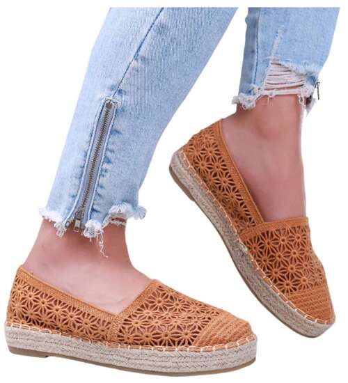 Ażurowe damskie espadryle na platformie Camel /C1-3 15749 T188/