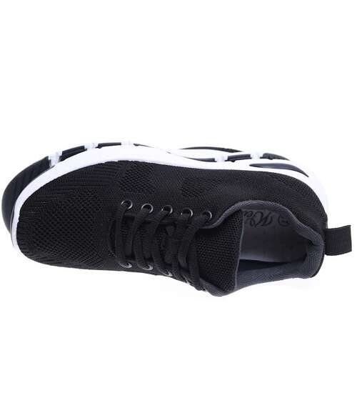 Czarne sznurowane buty sportowe damskie /F5-3 15819 T297/