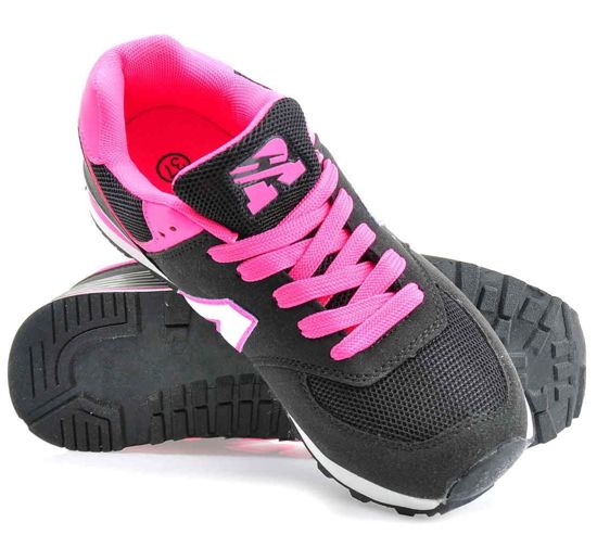 Wiązane buty sportowe dla kobiet CZARNE /G12-2 1701 S215/