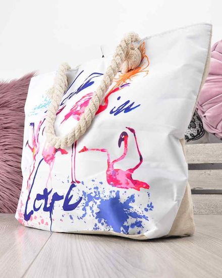 Płócienna torba na zakupy- kolorowe flamingi /HT55 S196/