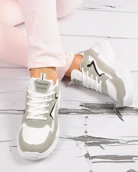 Sportowe buty damskie na masywnej podeszwie WHITE /F6-3 3632 S2/