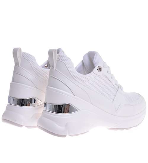 Białe trampki sneakersy na koturnie /A7-2 10730 S431/
