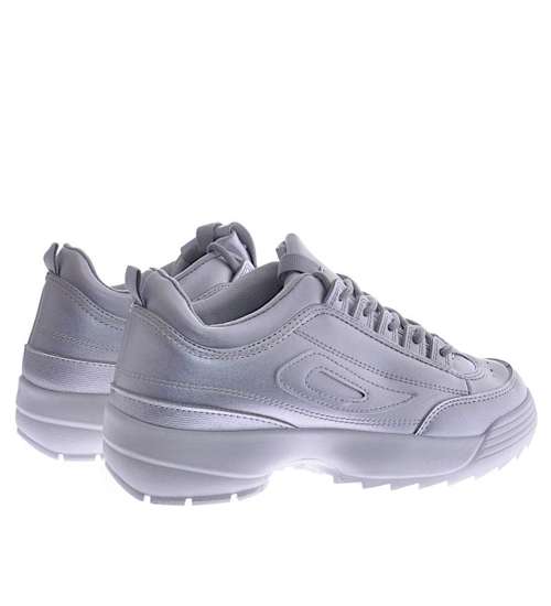 Damskie sneakersy na platformie srebrne  /D8-1 12462 T186/