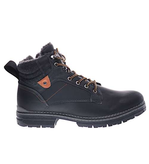 Zimowe buty trekkingowe z ociepleniem Czarne /G3-2 12883 S991/
