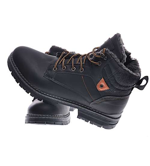Zimowe buty trekkingowe z ociepleniem Czarne /G3-2 12883 S991/