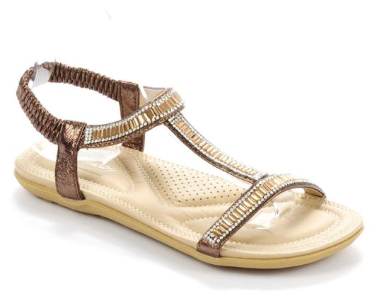 Brązowe sandały z cyrkoniami /F9-2 Ae575 S128/