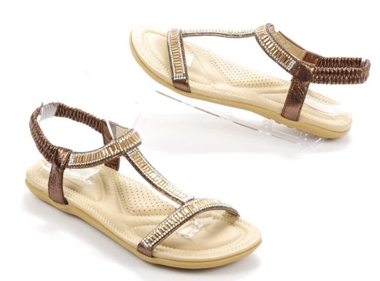 Brązowe sandały z cyrkoniami /F9-2 Ae575 S128/