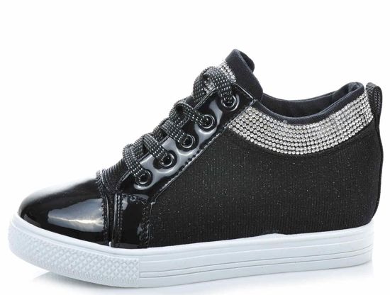 Czarne sneakersy na średnim koturnie /G4-2 1471 S293/