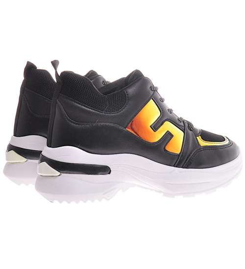 Wiązane czarne sneakersy na koturnie /G5-1 11449 W295/
