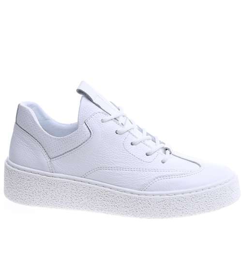 Skórzane damskie buty sportowe Białe /E9-3 13694 N0197/
