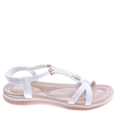 Wsuwane białe sandały na płaskim obcasie /F8-2 14041 T398/