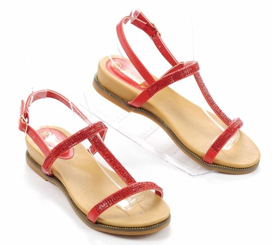 Sandały damskie z cyrkoniami Czerwone /E9-2 Ae588 S133/