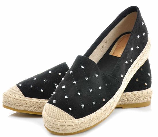 Czarne espadryle na platformie /F6-3 1588 S292/