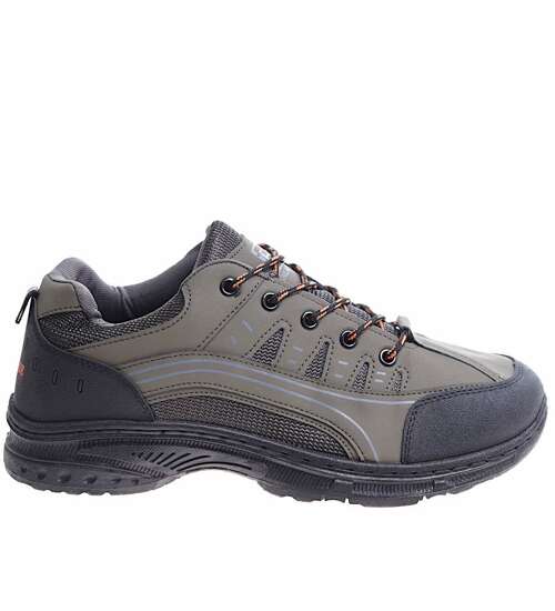 Sznurowane męskie buty trekkingowe Zielone /D7-1 10394 S399/