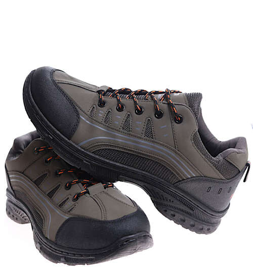 Sznurowane męskie buty trekkingowe Zielone /D7-1 10394 S399/