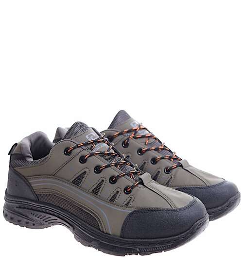 Sznurowane męskie buty trekkingowe Zielone /D7-1 10394 S399/