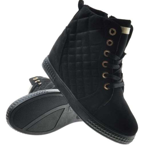 Czarne trampki sneakersy na koturnie /A2-2 8002 S696/
