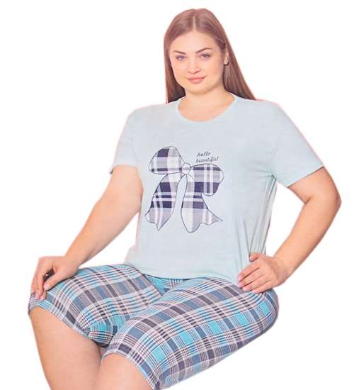 Bawełniana damska piżama z kokardą Size Plus /H2-K55 11059 S195/