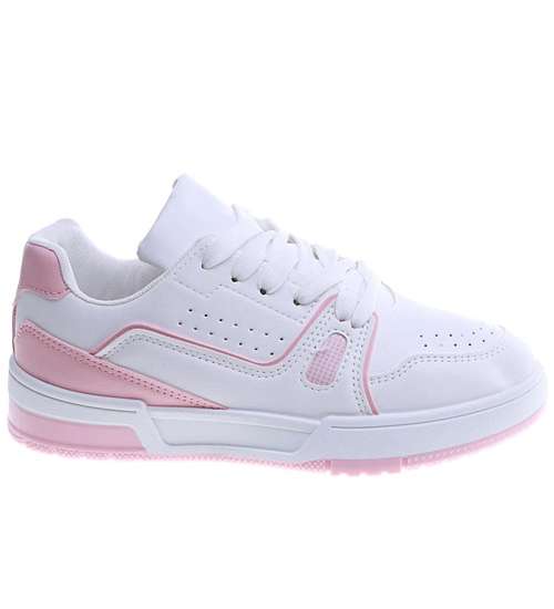 Biało różowe damskie buty sportowe /C7-2 14005 S372/