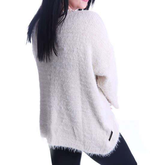 Oversizowy beżowy damski sweter Minouu /H UB716 L109/