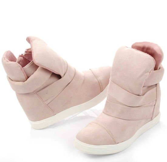 Rożowe trampki sneakersy na niskim koturnie /D8-3 Ae163 S512/ 