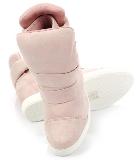 Rożowe trampki sneakersy na niskim koturnie /D8-3 Ae163 S512/ 