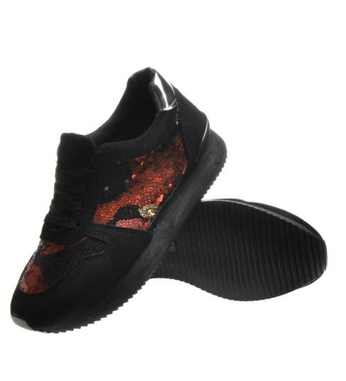 Czarne buty sportowe z kolorową aplikacją /X2-5 4562 S174/