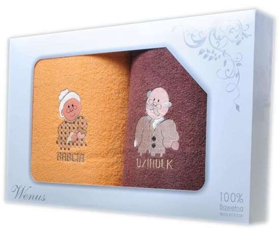 Prezent dla babci i dziadka- zestaw bawełnianych ręczników 70x140 /C3-2 BiD-74 S329/