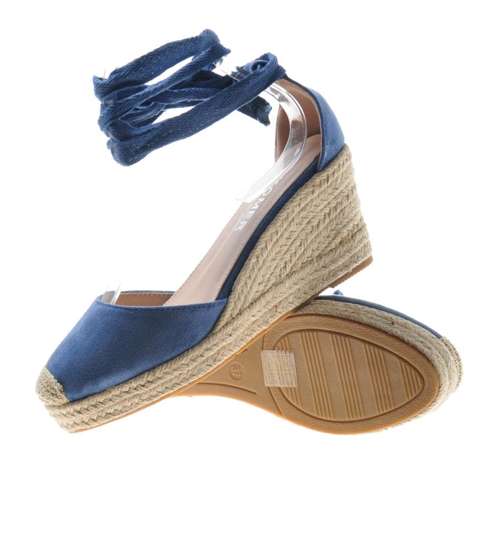 Damskie sandały espadryle na koturnie Niebieskie /X1-2 8724 S206/