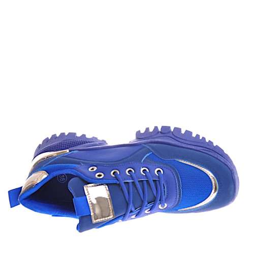 Damskie sneakersy na platformie Niebieskie /D1-2 12385 W695/