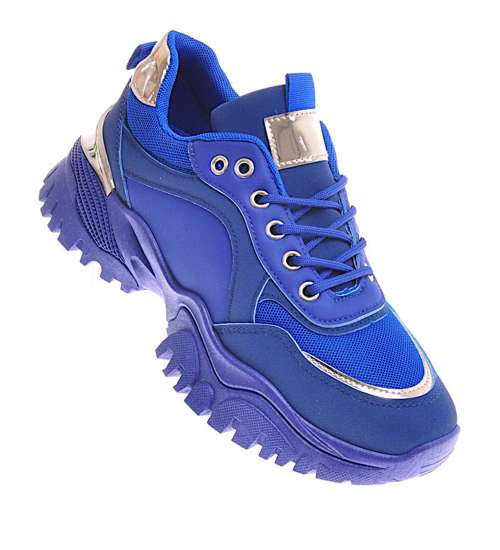Damskie sneakersy na platformie Niebieskie /D1-2 12385 W695/
