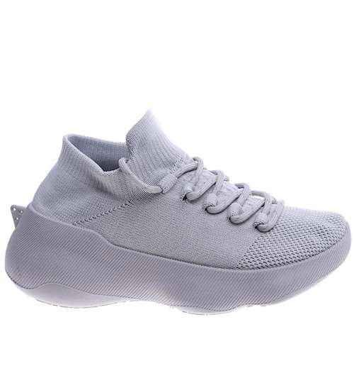 Szare buty sportowe na niskim koturnie i platformie /E9-3 13510 T236/